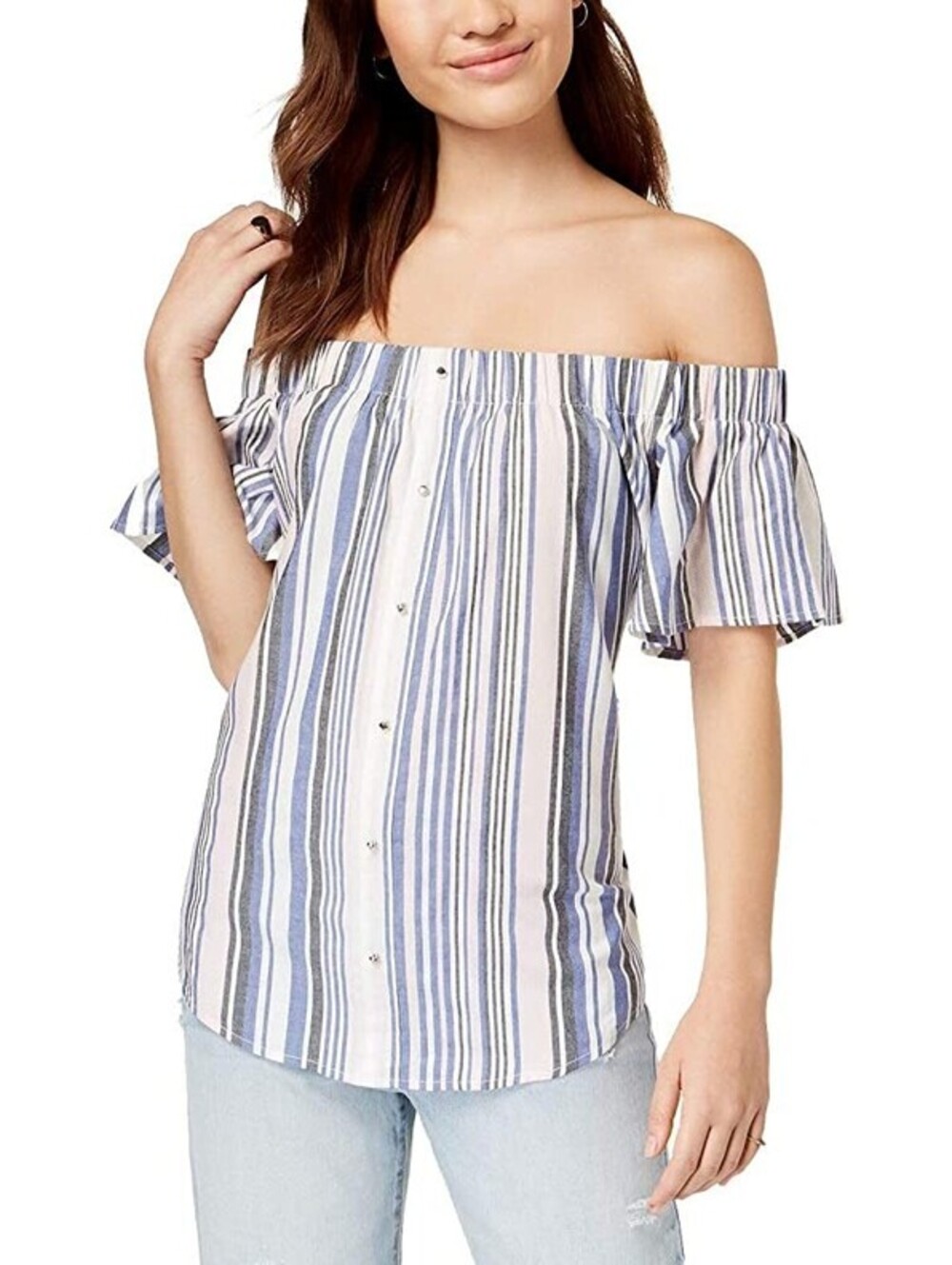 Seven Sisters Womens Striped Off-The-Shoulder Top Size XL